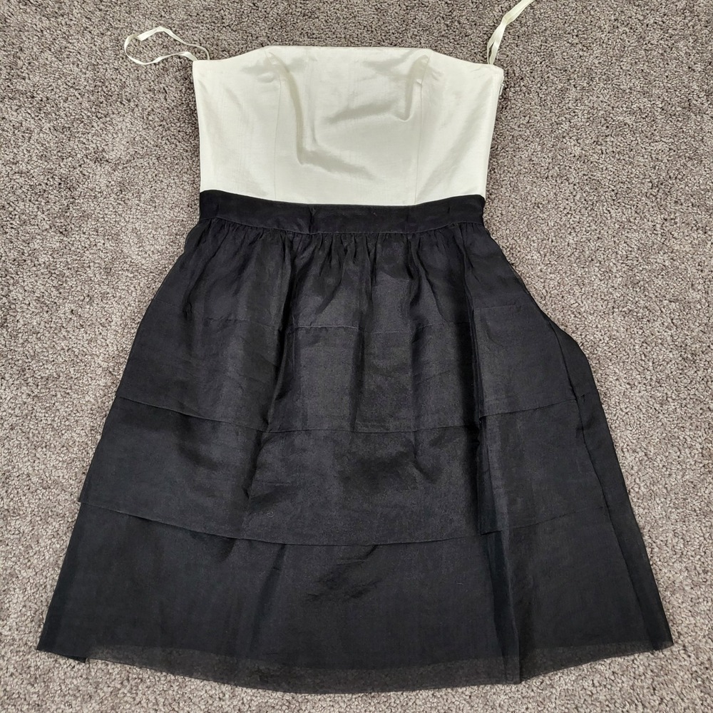 White House Black Market Women Strapless Silk Tiered Cocktail Mini Dress NWT 4